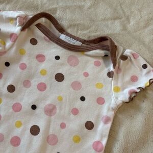 Vintage Pink and Brown Polka Dot Baby Onesie